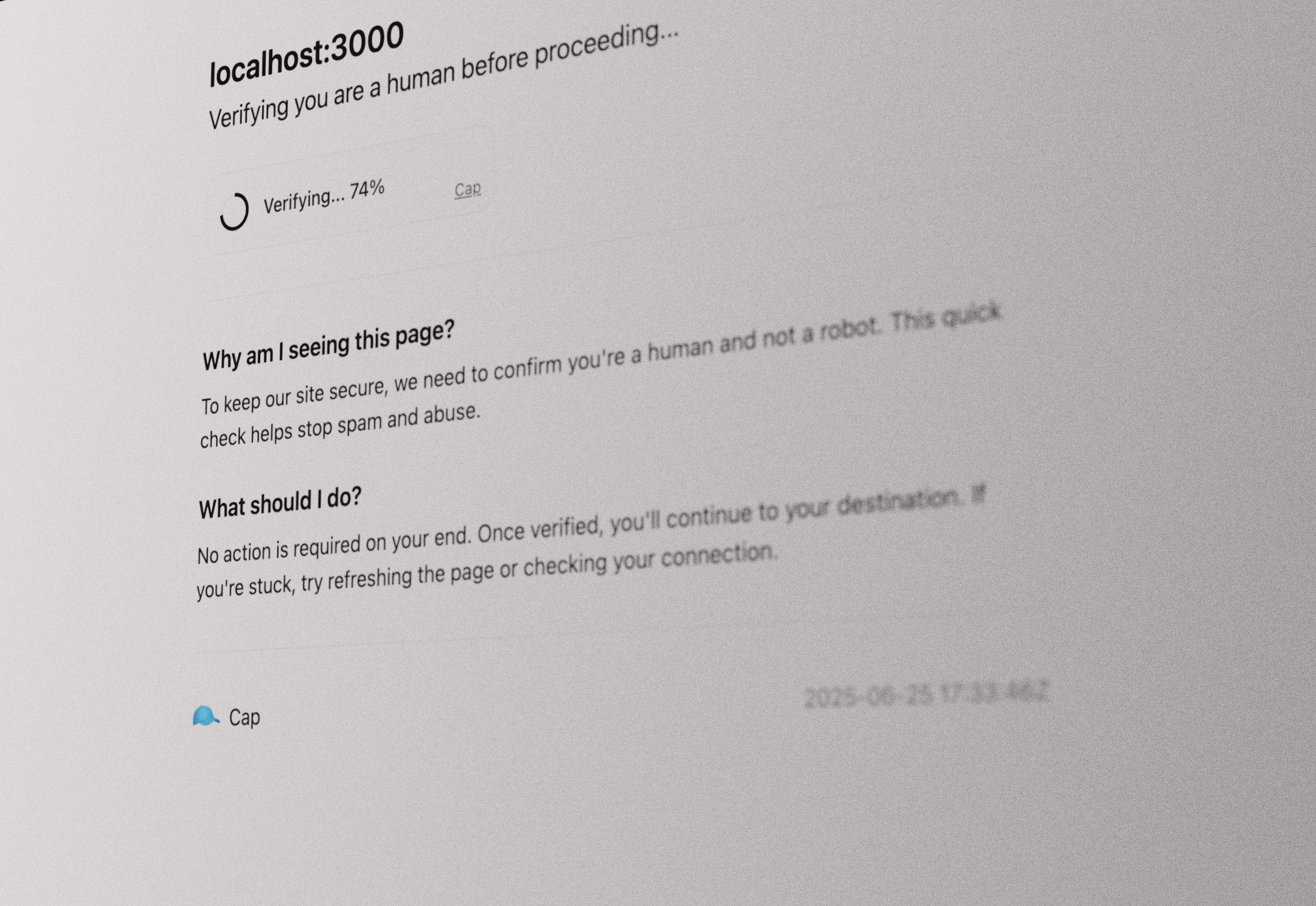 Screenshot of Cap's checkpoint flow