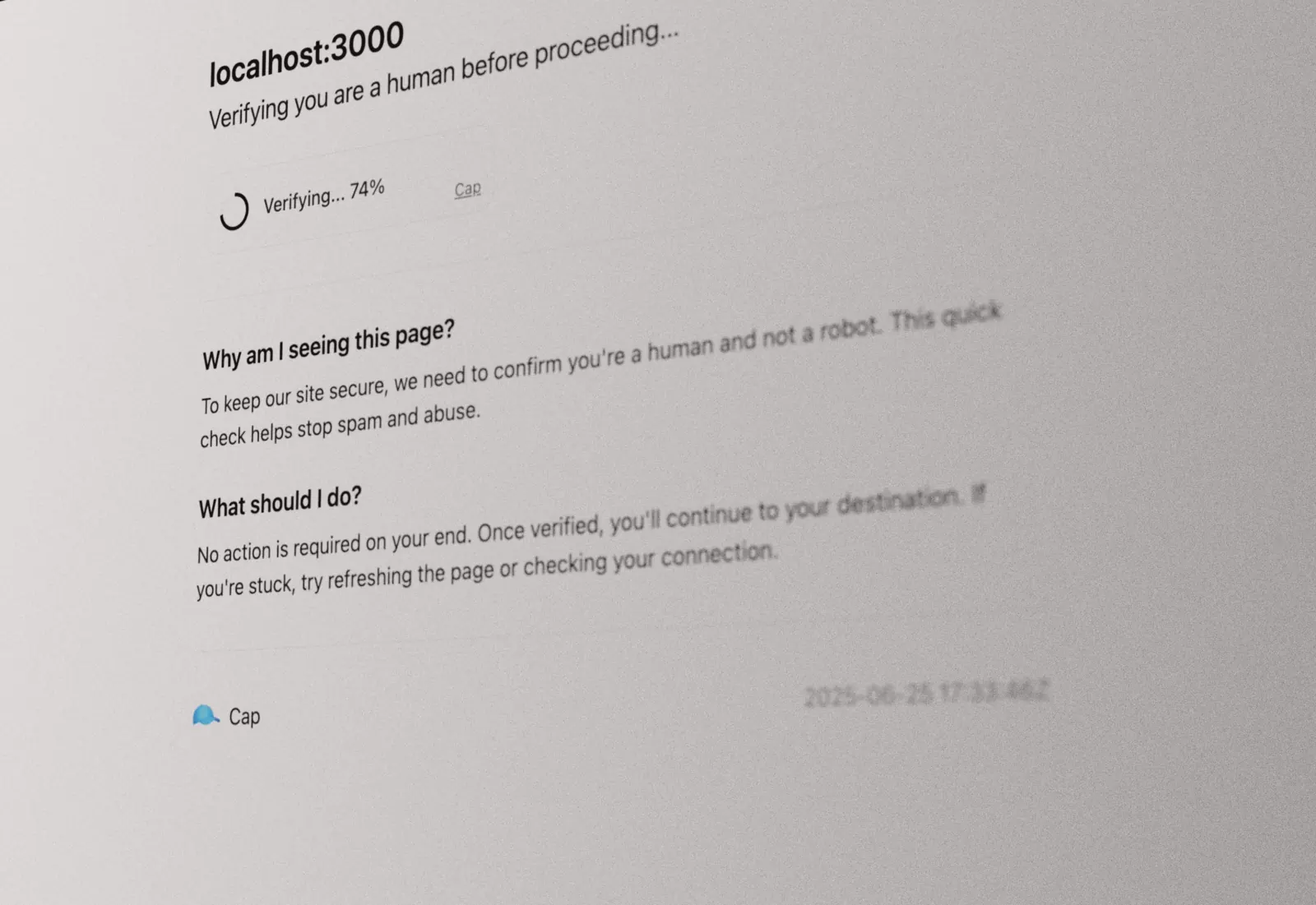 Screenshot of Cap's checkpoint flow